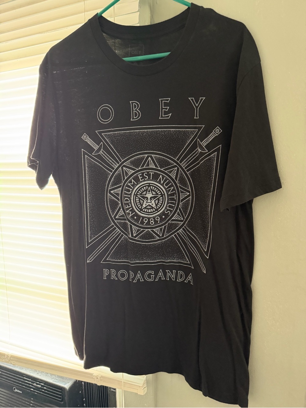 Obey Black Graphic 'Propaganda' Short Sleeve Tee